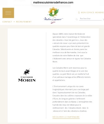 Calvados Morin partenaire des Maitres Cuisiniers de France